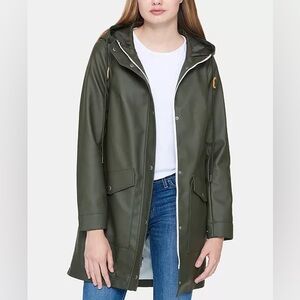 LEVI'S Rubberized Faux Leather Rain Jacket OLIVE - Sz XXS/XS